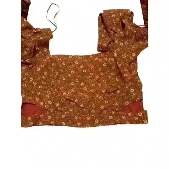 Elodie Square Neck Floral Long Sleeve Side Cutout Crop Top NWT Size XL - Picture 9 of 10